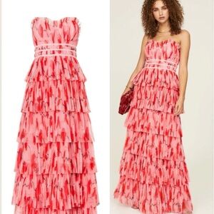 Hutch Strapless Pink and Red
Tiered Dress